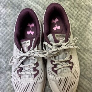 Under Armour Women's Charged Athletic Shoes - Maroon and White